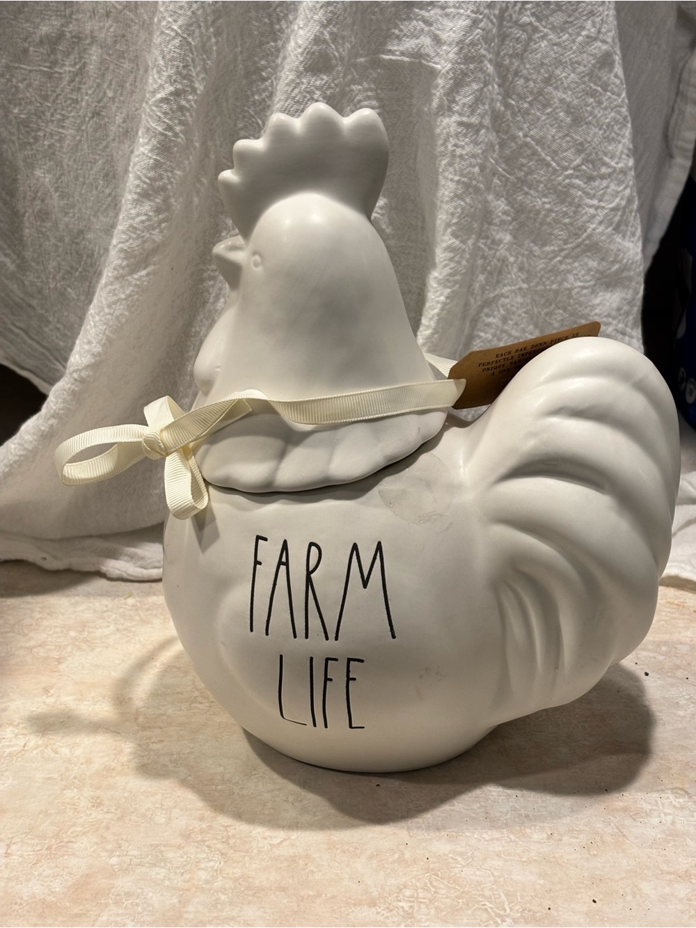 Rae Dunn Artisian Collection Farm Life White Ceramic Rooster Decorative Jar by